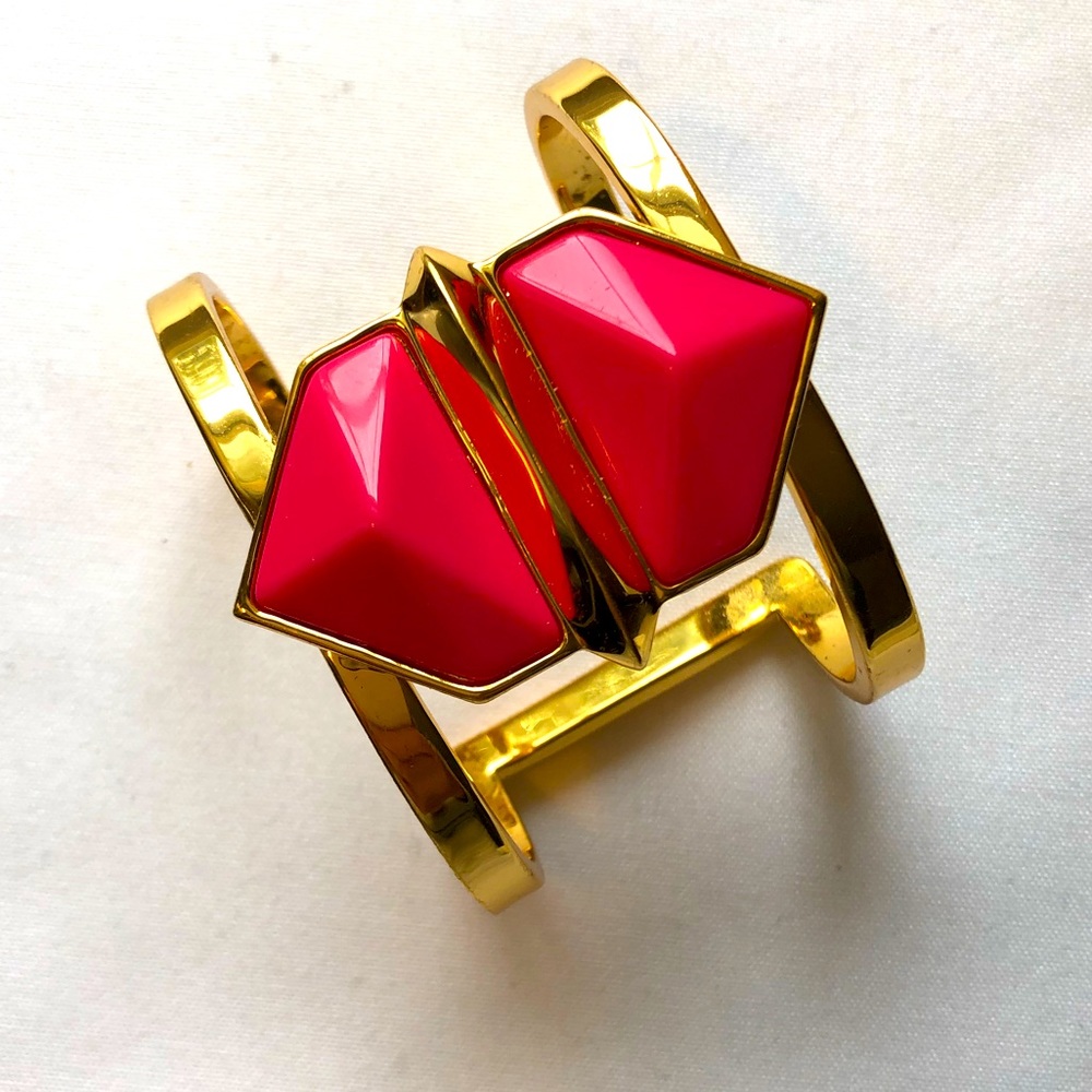Like New Neon Pink and Gold Geometric Cuff